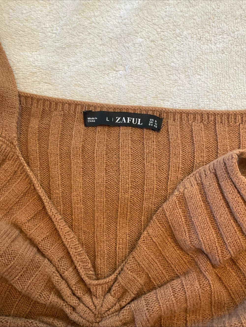Zaful Rust Ribbed Ruched Drawstring Crop Cami - Picture 3 of 3